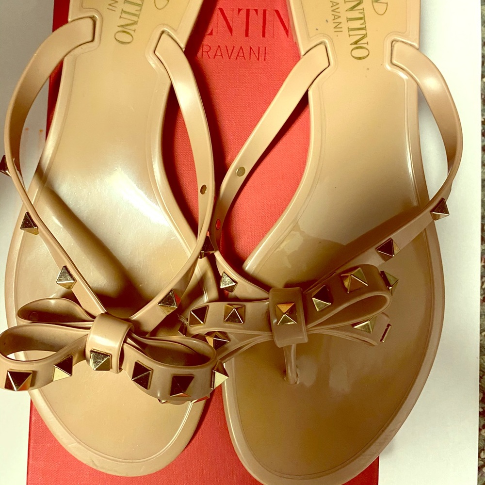 Valentino Rockstud PVC Flat Thong Sandals